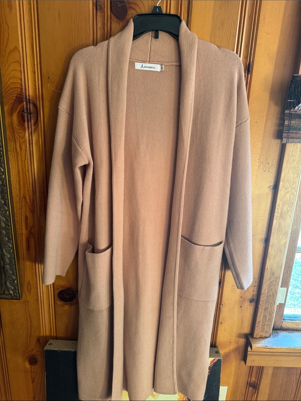 Open-Front Long Cardigan in Dusty Rose